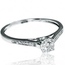 Diamond Engagement Ring Promise Ring 0.2ct 10k White Gold Round Solitaire