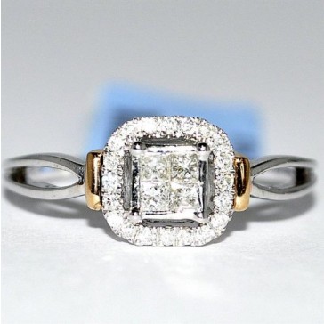 Princess Cut diamond Halo R...