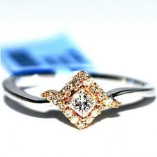 Princess Cut diamond Two Tone White and Rose Gold Engagement Promise Ring 0.25ct (ctw) diamonds