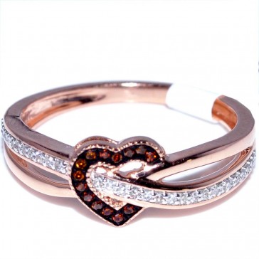 Heart Ring Rose Gold Red an...