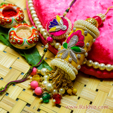 Appealing Zardosi Bhaiya Bhabhi Rakhi Set