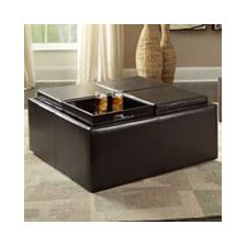 HomeVance Casual Storage Tray Ottoman