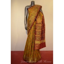 Ikat Classic Patola Silk Saree With a Tissue Zari Border