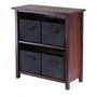 Winsome Wood Verona Wood 3 Tier Open Cabinet with 4 Black Folding Fabric Baskets