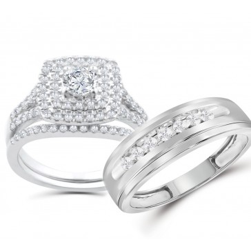 10K White Gold Trio Set His...