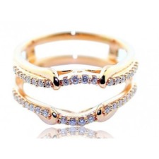 1/4cttw Diamond Ring Jacket 10K Rose Gold Solitaire Guard 8.5mm Wide 