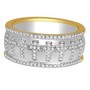 10K White Yellow Gold Cross Ring Wide Wedding Band 0.33ctw Diamonds 8.5mm Two Tone