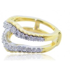 3/4cttw Diamond Ring Guard Solitaire Jacket 10K Gold And White Gold Tone 13mm Wide