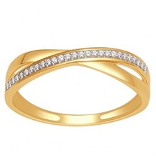 Criss Cross Wedding Band Ring 10K Yellow Gold 0.07ctw Diamond Infinity Ring