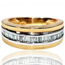 Diamond Band 8mm Wide Baguettes 0.25ct w 10K Two Tone Yellow and White Gold Ring