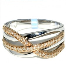 0.25ct Diamond Rose and White Gold Anniversary Ring 10K 10mm Wide Crossover