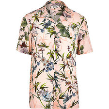 Pink hawaiian print short sleeve shirt