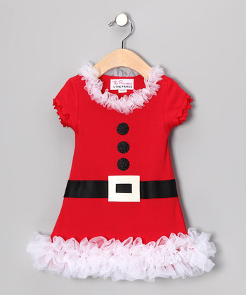 White Mrs. Claus Ruffle Dre...