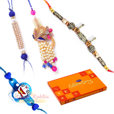 Excellent Family Rakhi Combo and Chocolate Gift