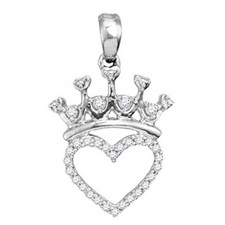 Natural Diamond Crown Pendant Ladies Fashon Pendant 1/10ctw Diamond Sterling Silver (i3, j/k)