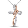Cross Charm Two Tone With Necklace Rose Tone Silver 26mm Rope Collection