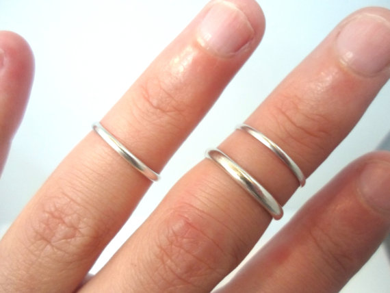 Set of Three Layering Above the knuckle Sterling Silver Stacking Rings-.925 Sterling Silver