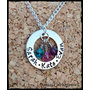 Personalized Hand-Stamped Mom Necklace with Children's Names and Swarovski Birthstones - 1" Nickel Silver Washer Pendant