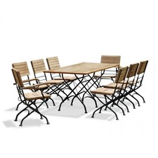 Rectangular Teak Bistro Dining Set with 8 Chairs