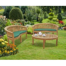 Teak Banana Bench and Coffee Table Set