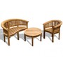 Aria Teak Coffee Table, Bench and Chair Set