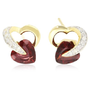 10k Yellow Gold Diamond and Garnet Heart-Shaped Earrings (.08 cttw, I-J Color, I2-I3 Clarity): Jewelry: Amazon.com
