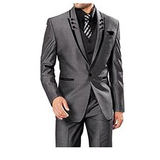 Botong Fashion Grey 3 Pieces Men Suits Wedding Suits One Button Groom Tuxedos
