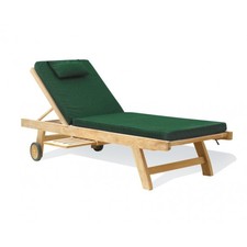 Teak Wooden Garden Sun Lounger with FREE Cushion