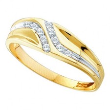 10K Gold Mens Wedding Band Ring 1/8ctw Diamond 6mm Wide (i2/i3, i/j) (10)