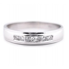 10K White Gold Natural Diamond Wedding Band Ring Mens 1/4ctw Channel Set 5mm Wide (i2/i3, i/j) (10)