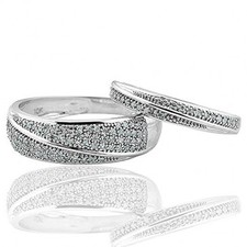 White Gold Wedding Bands His and Her Rings Duo Set 10K 0.25ctw 10mm (i2/i3, I/j)