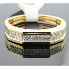 Mens Wedding Ring 10K Yellow Gold 0.10ctw Diamond 5mm Wide