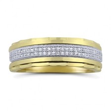 10K Gold Men's Wedding Band Ring 7mm Wide 1/2cttw Diamond (i2/i3, I/j)