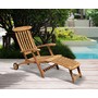 Halo Teak Steamer Chair with Free Cushion, Wheels & Brass Fittings