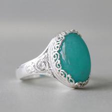 Sterling Silver Aqua Gem Ring - nunujewellery