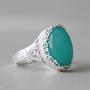 Sterling Silver Aqua Gem Ring - nunujewellery