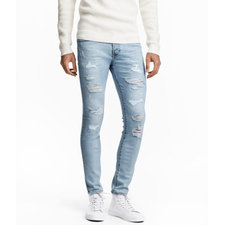 Skinny Low Trashed Jeans | Light denim blue 