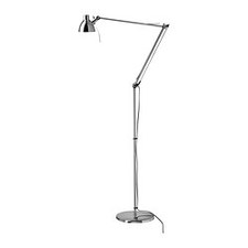 ANTIFONI floor/reading lamp, nickel plated Height: 71 " Base diameter: 9 1/2 " Shade diameter: 3 7/8 " Height: 180 cm Base diameter: 24 cm Shade diameter: 10 cm