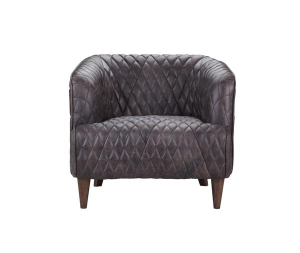 Moe's Home Collection PK-1076-47 Magdelan Tufted Leather Arm Chair Antique Ebony