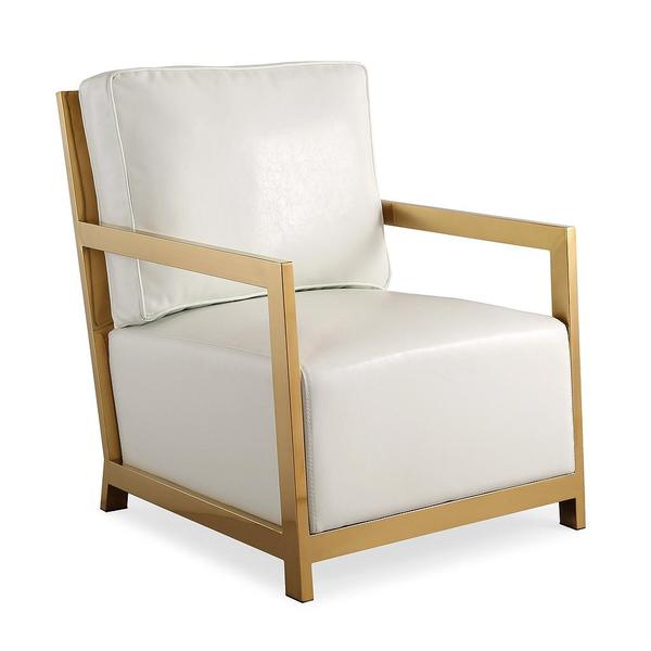 Scarlett White Eco-Leather / Gold Chair