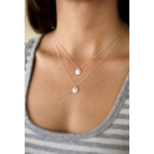 Double Strand Initial Necklace, Sterling Silver, Mother's Necklace, Mom Necklace, Two Monogram Charms, Small, Two Strand, Double, Layer