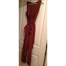Jumpsuit brown bronze gold cowl neck petite size 6