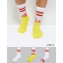 Tube Style Socks With Flame Embroidery 3 Pack