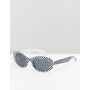  Oval Sunglasses In Black With Checkerboard Design