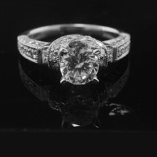 Elegant 18k Semi-mount with Side Diamonds and Milgrain - Romantic Jewelers