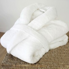 A Super Luxury Zero Twist yarn Bathrobe in 100% Cotton Terry White 