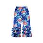 Blue Floral Print Ruffle Pants for girls 500938