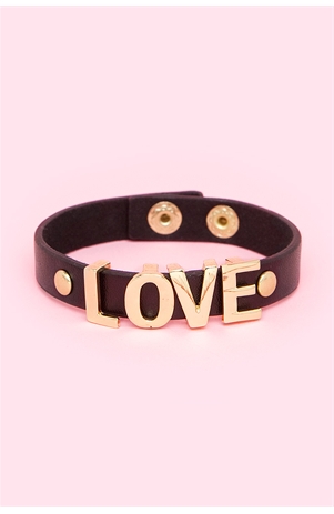 "LOVE" Slider Pu Cuff Bracelet
