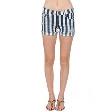 James Jeans - Shorty Slouchy Fit Boy Shorts in Barbados in Blue and White