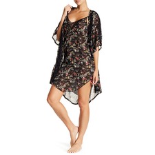 Sam Edelman Chiffon Lace Floral Print Robe